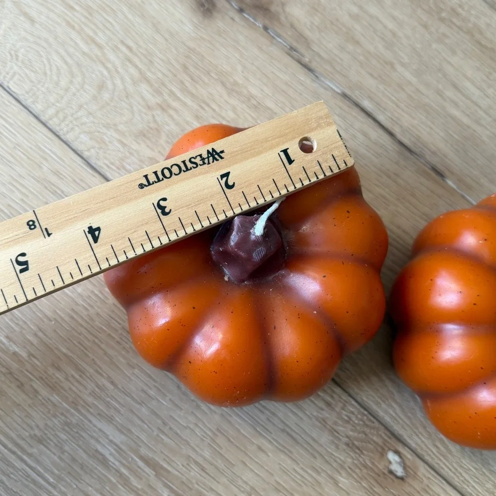 Pumpkin Shaped Decorative Candles Set of 2 Fall Autumn Harvest Decor
